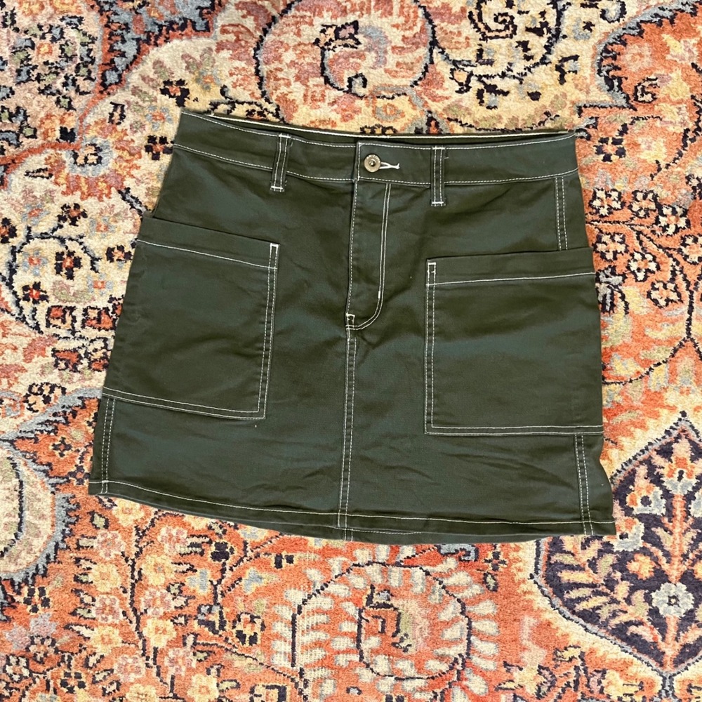 Arizona Jean Co Olive Green Utility Mini Skirt Contrast Stitch Gorpcore Medium/8